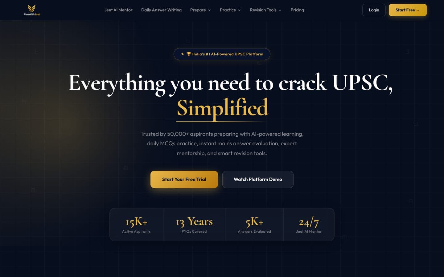RiseWithJeet homepage